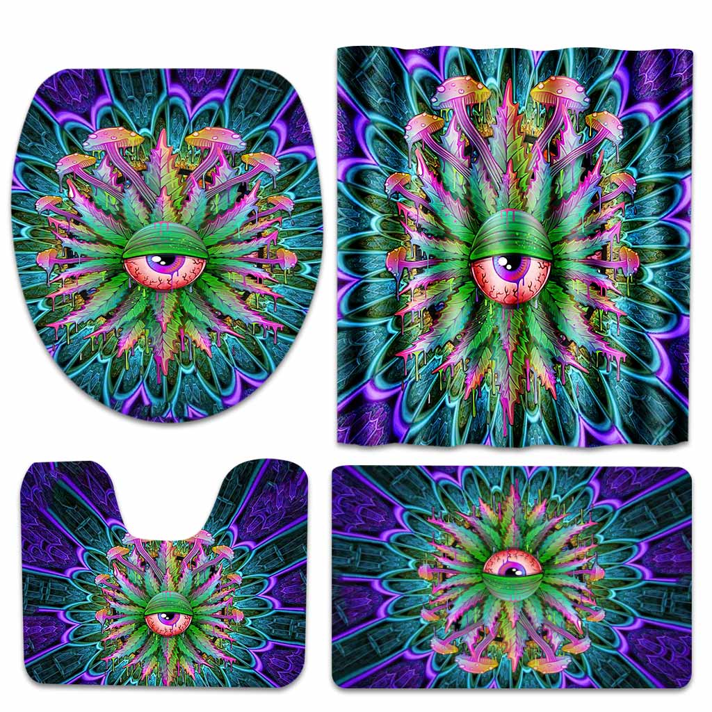 Magic Leaf Magic Eye - Weed Bathroom Curtain & Mats Set