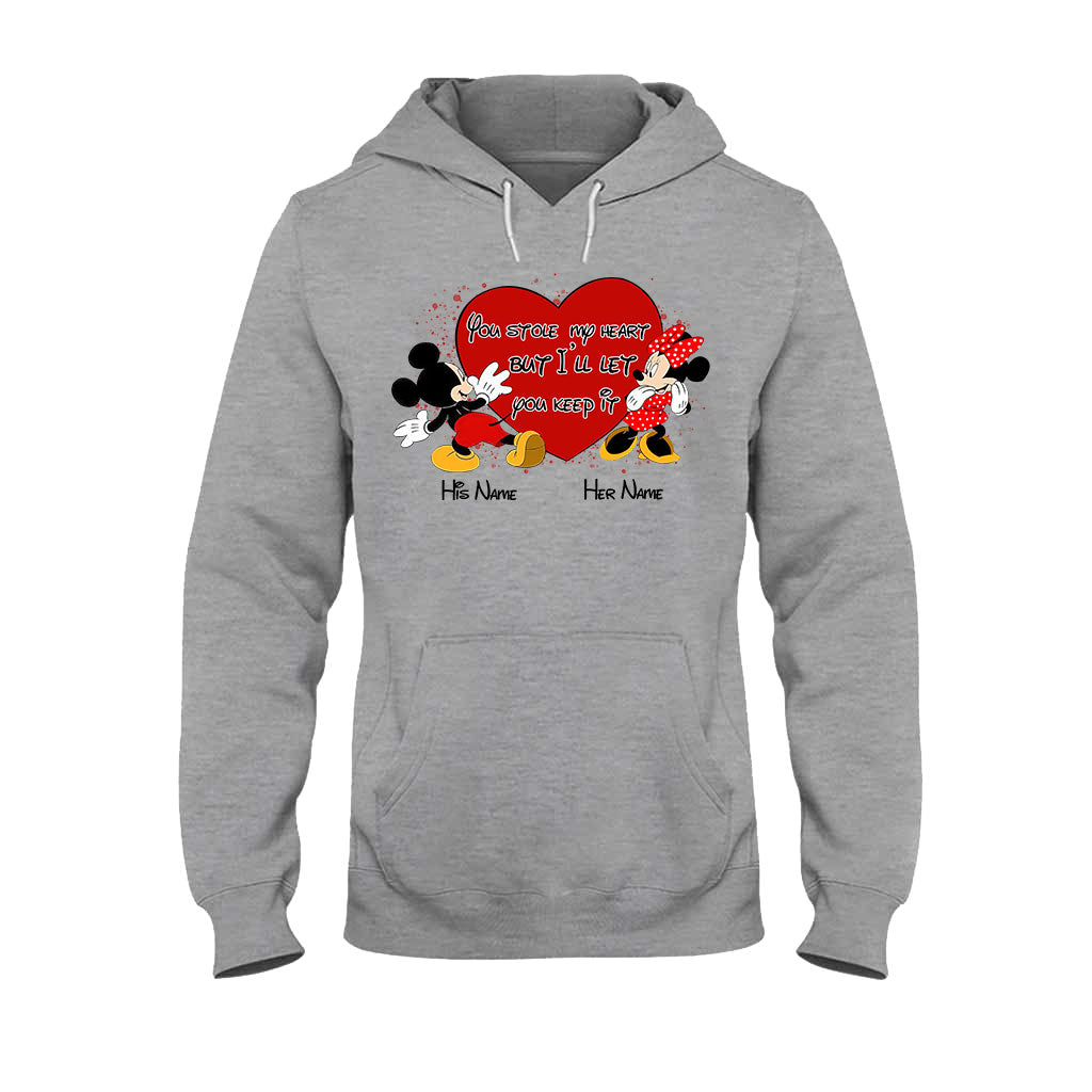 You Stole My Heart But I Will Let You Keep It - Personalized Couple Mouse T-shirt and Hoodie