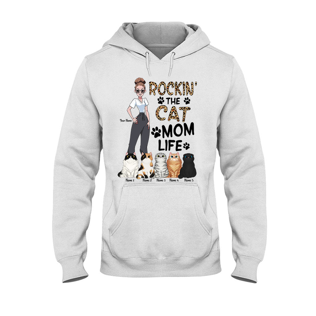 Rockin The Cat Mom Life - Personalized Cat T-shirt and Hoodie