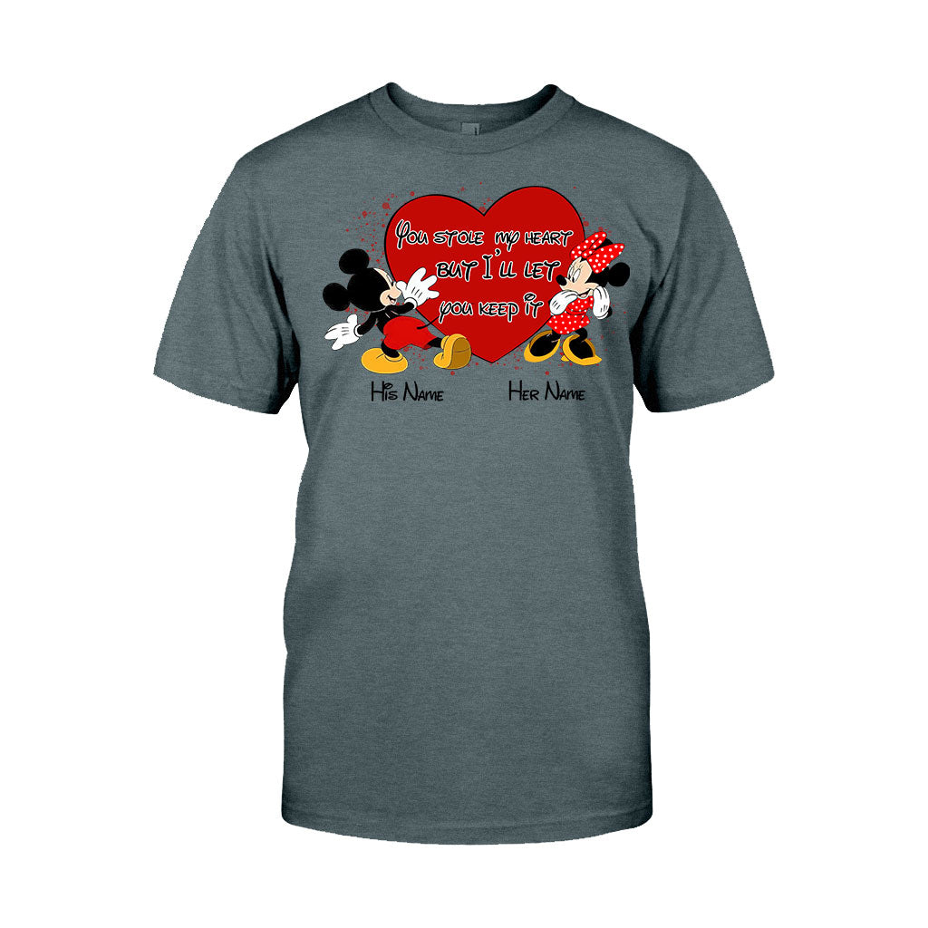You Stole My Heart But I Will Let You Keep It - Personalized Couple Mouse T-shirt and Hoodie