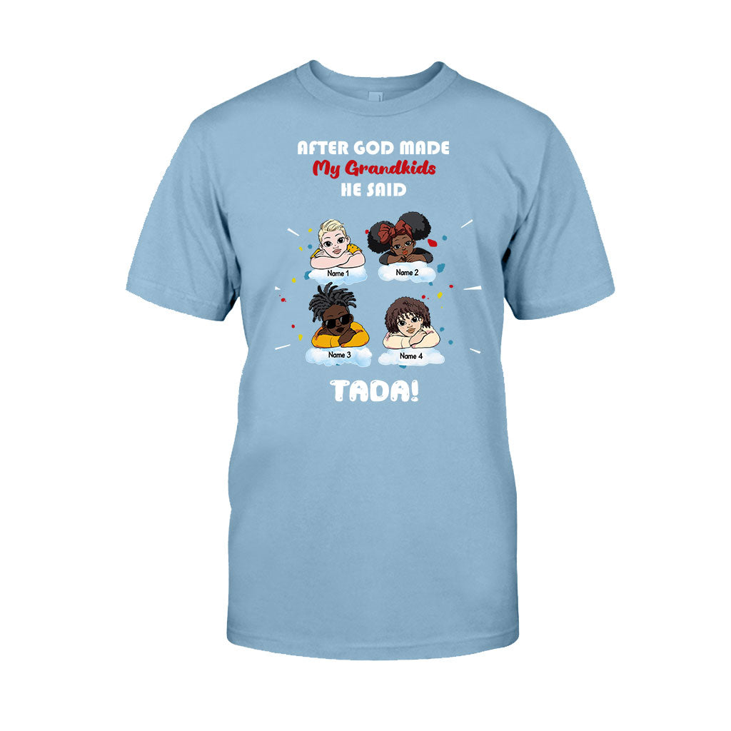 After God Made My Grandkids - Personalized Mother's Day Grandma T-shirt and Hoodie