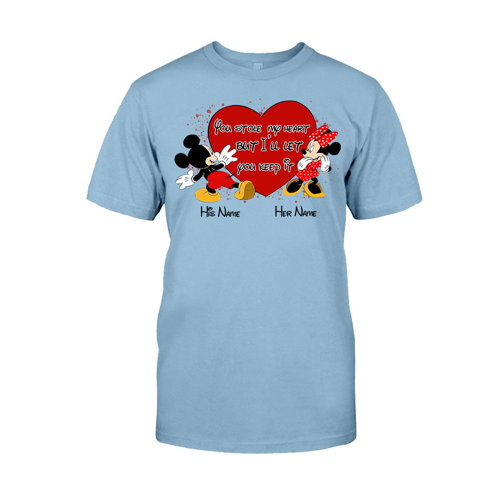 You Stole My Heart But I Will Let You Keep It - Personalized Couple Mouse T-shirt and Hoodie