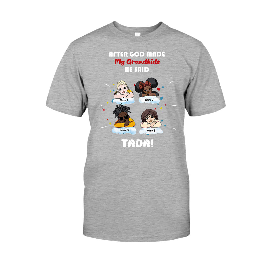 After God Made My Grandkids - Personalized Mother's Day Grandma T-shirt and Hoodie