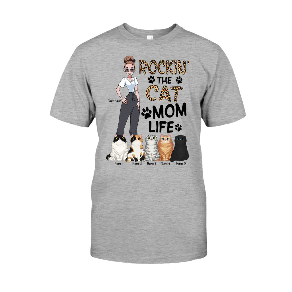 Rockin The Cat Mom Life - Personalized Cat T-shirt and Hoodie