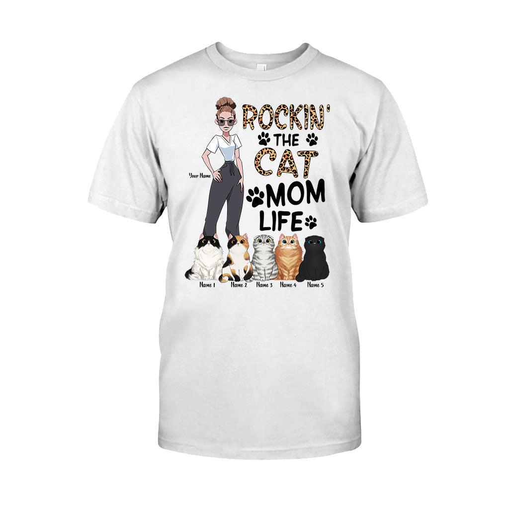 Rockin The Cat Mom Life - Personalized Cat T-shirt and Hoodie