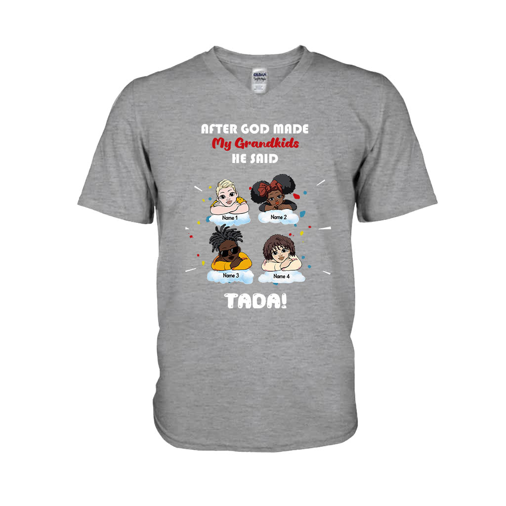 After God Made My Grandkids - Personalized Mother's Day Grandma T-shirt and Hoodie