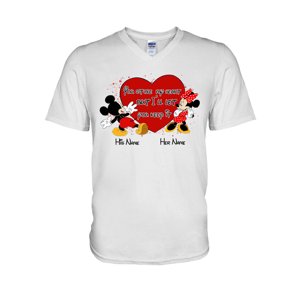 You Stole My Heart But I Will Let You Keep It - Personalized Couple Mouse T-shirt and Hoodie