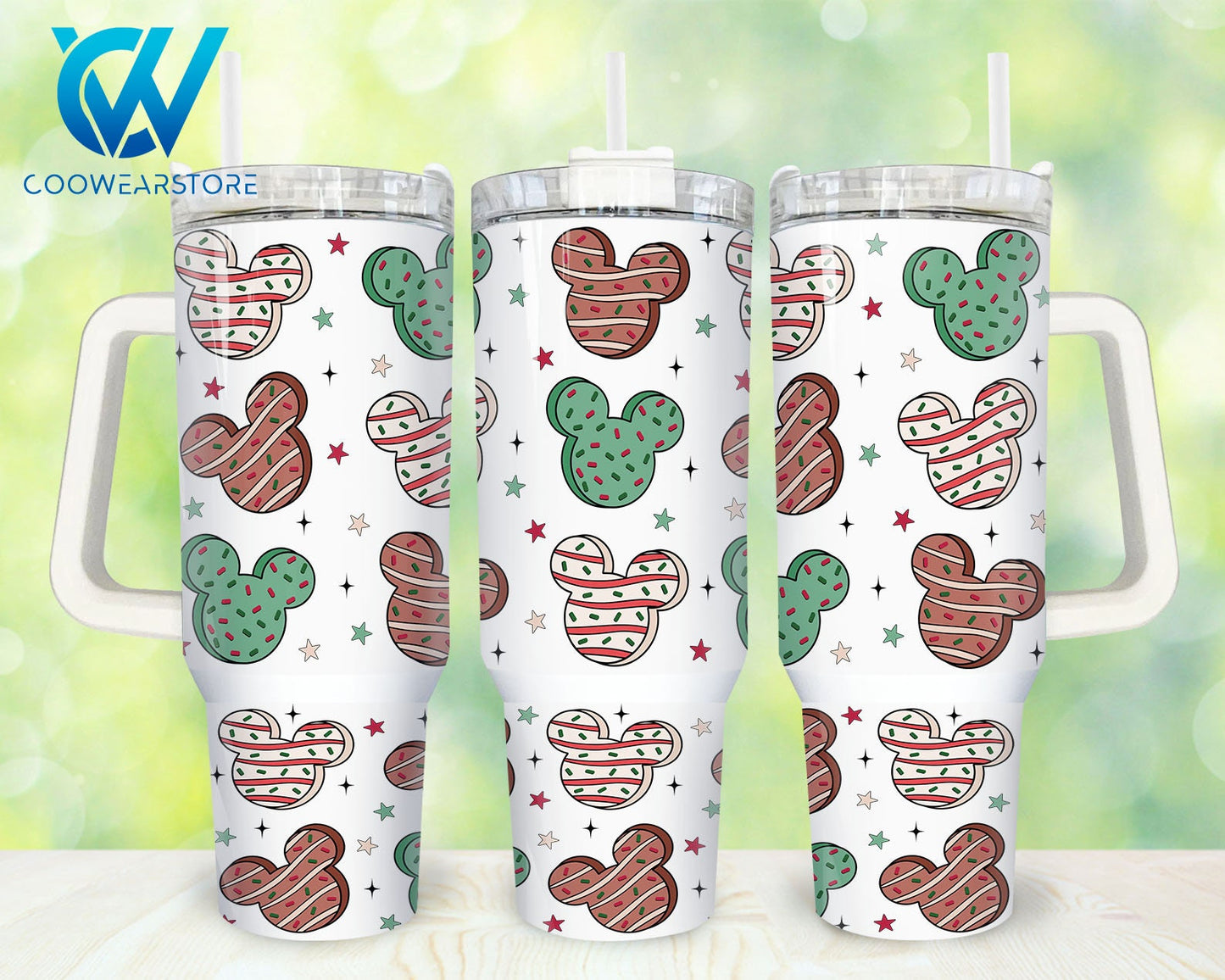 Cookies Pattern Mouse Tumbler With Handle 0224