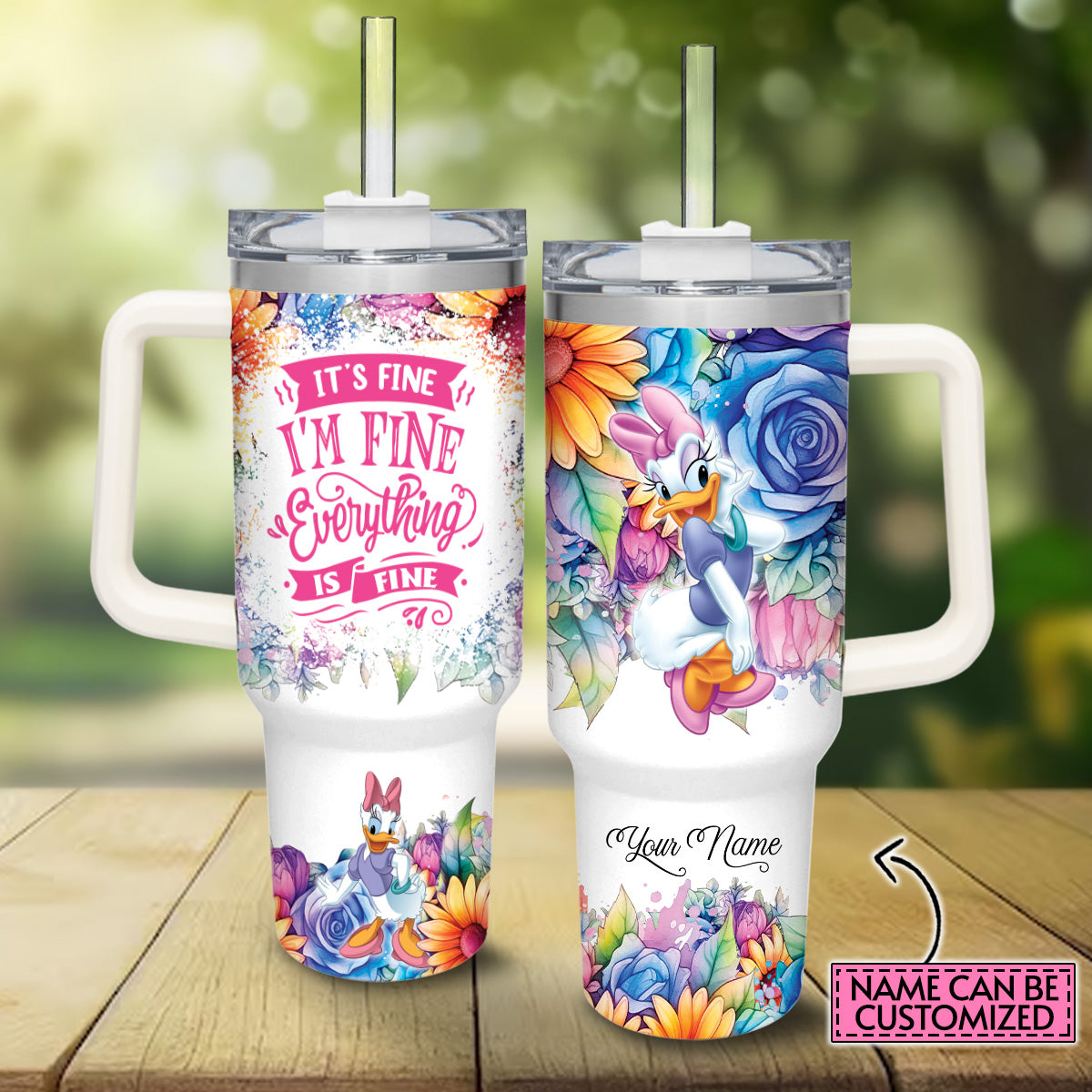 Everything Is Fine Personalized Mouse Tumbler With Handle 0224