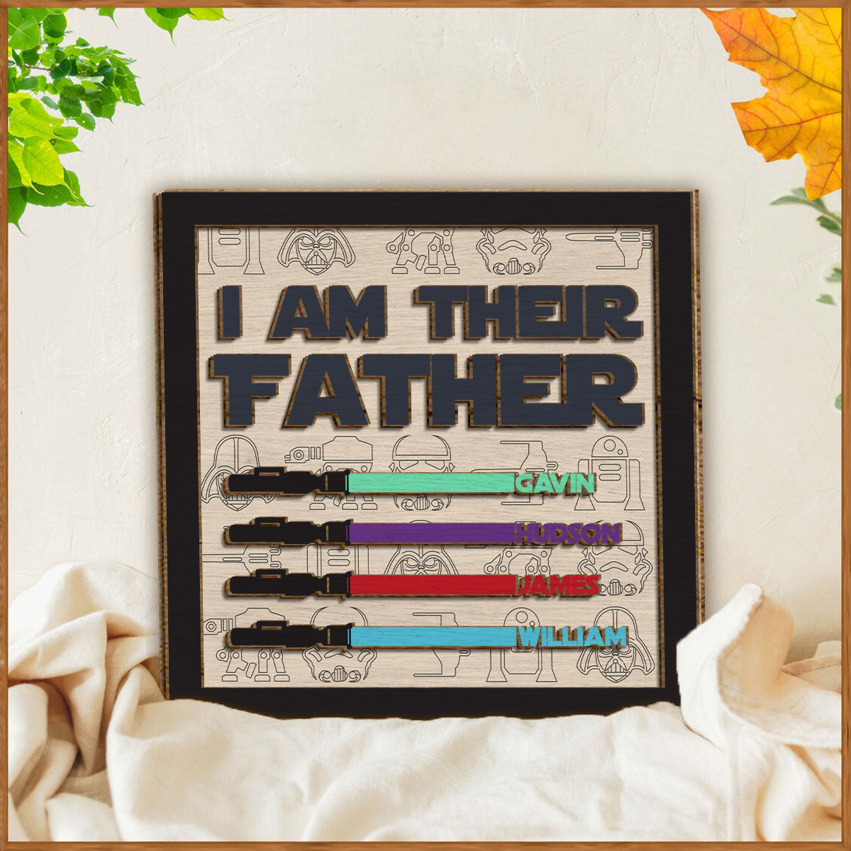 I Am Their Father Plaque for Fathers Day - Personalized Father 2 Layered Wood Sign / Wood Plaque