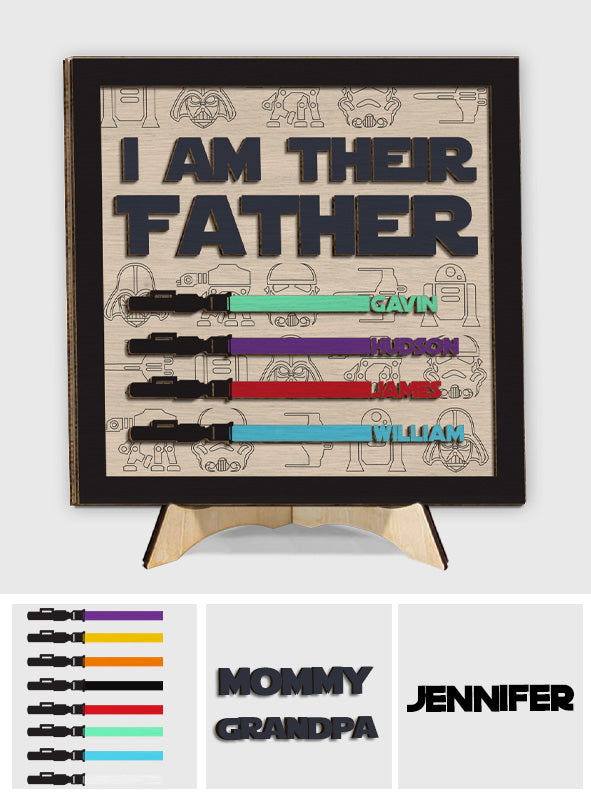 I Am Their Father Plaque for Fathers Day - Personalized Father 2 Layered Wood Sign / Wood Plaque