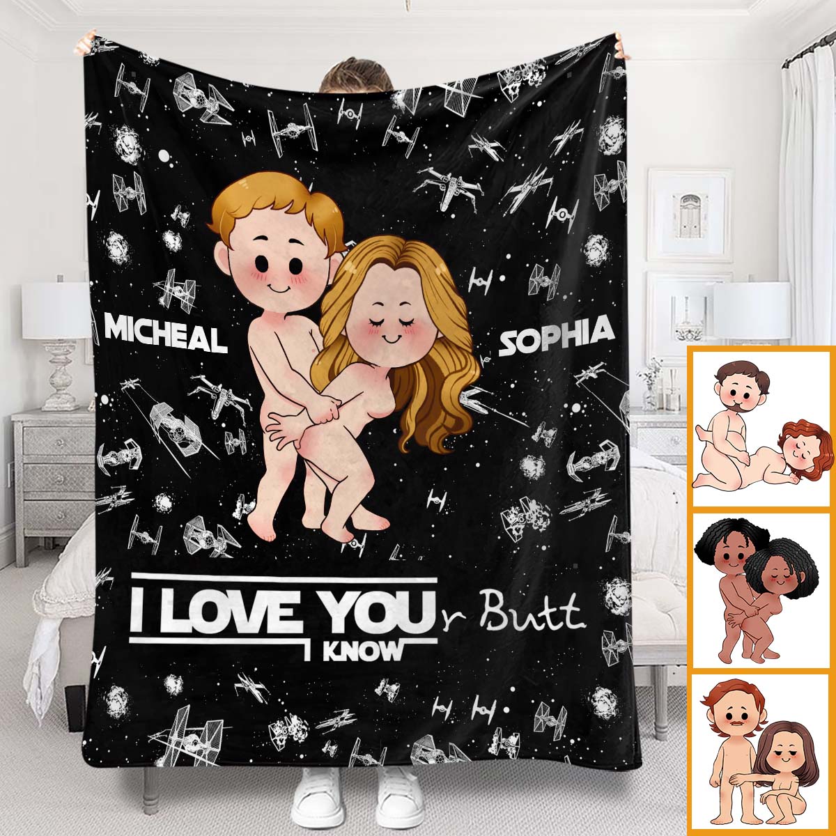 I Love Your Butt I Know Naughty - Personalized The Force Blanket