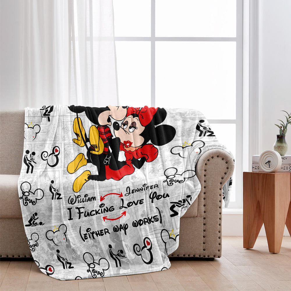 I Love You Mouse Couple - Personalized Mouse Blanket