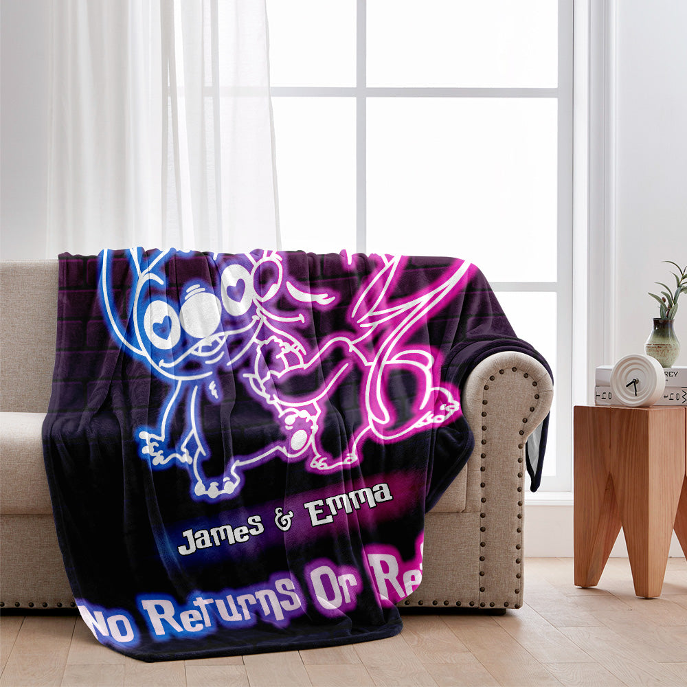 I'm Yours No Returns Or Refunds Ohana Neon Effect - Personalized Ohana Blanket