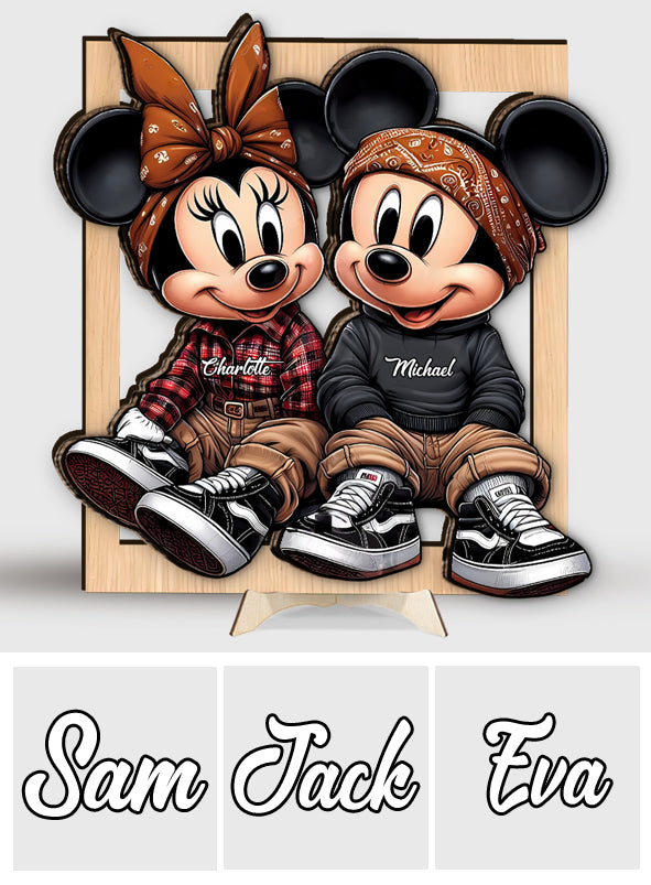 Chicano Mouse Couple - Personalized Mouse 2 Layered Wood Sign / Wood Plaque