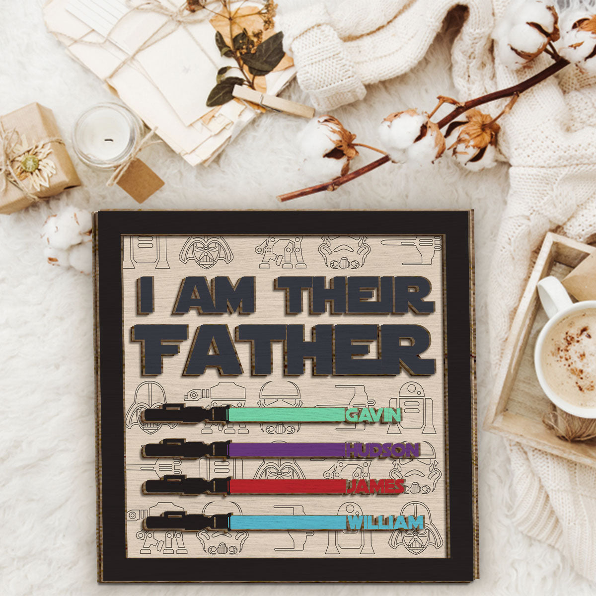 I Am Their Father Plaque for Fathers Day - Personalized Father 2 Layered Wood Sign / Wood Plaque