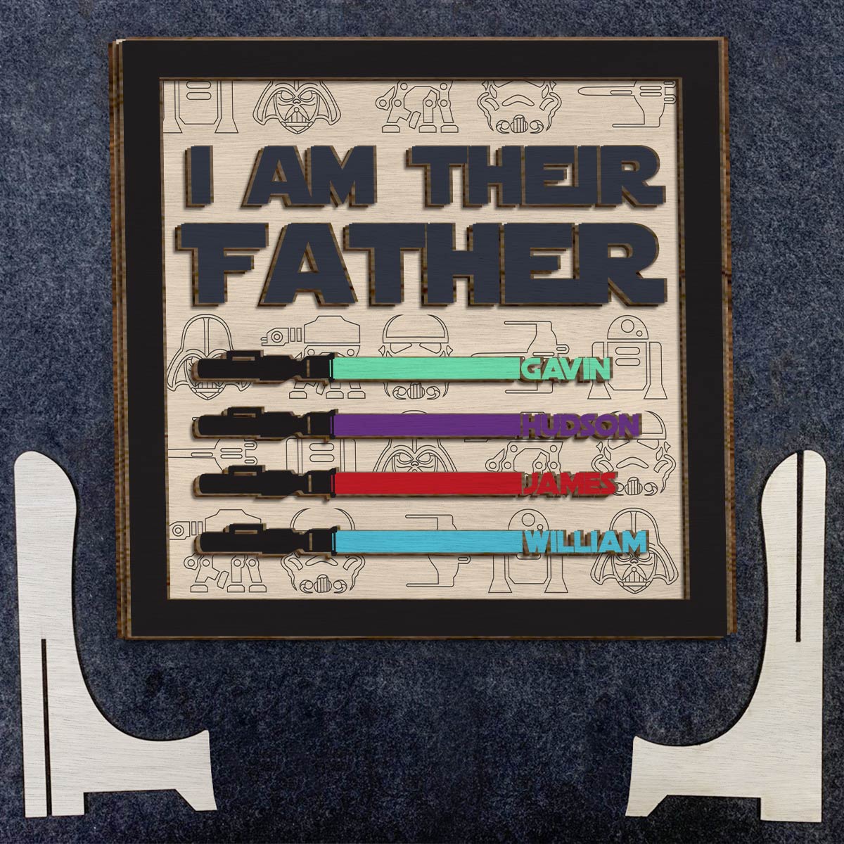 I Am Their Father Plaque for Fathers Day - Personalized Father 2 Layered Wood Sign / Wood Plaque