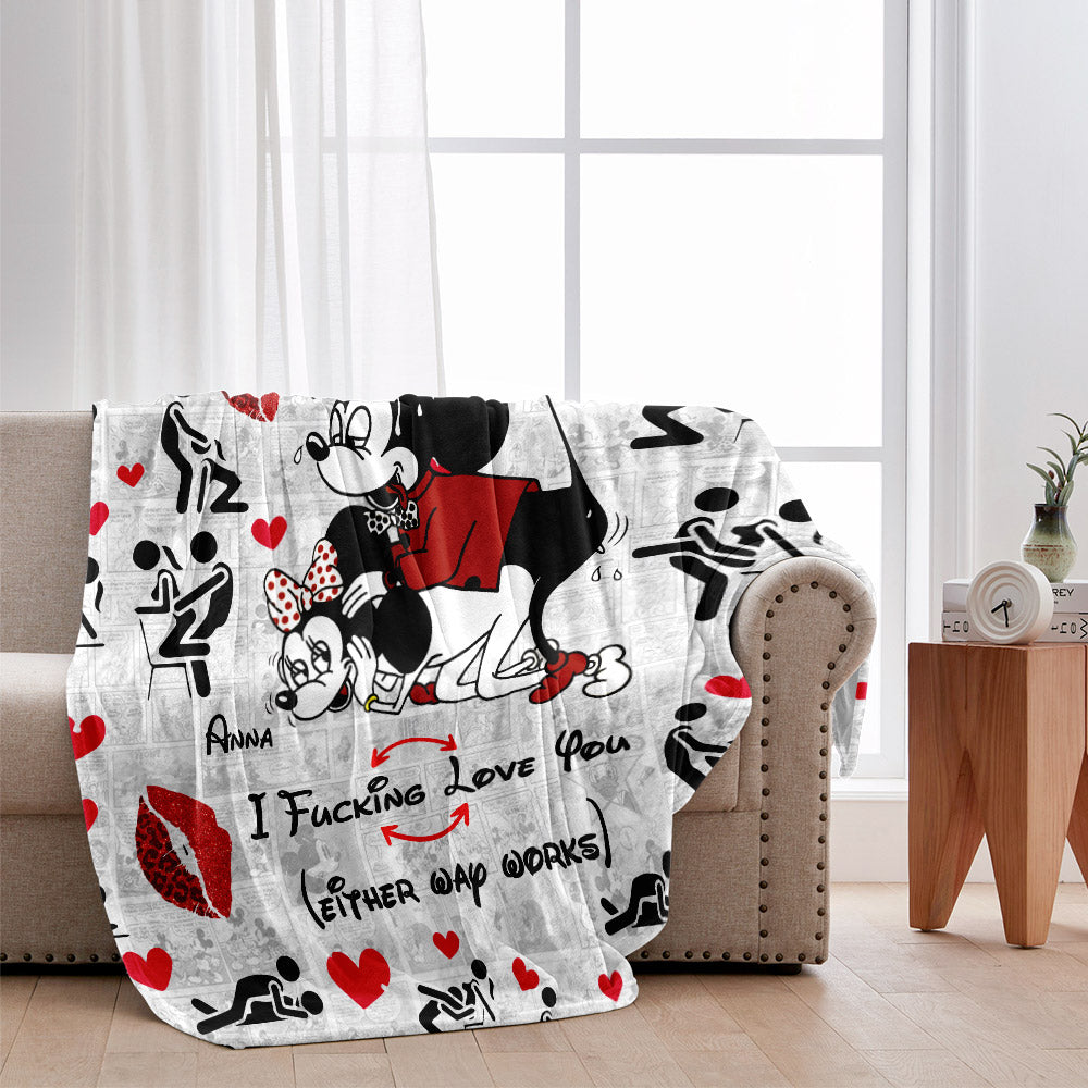 I Love You Funny Couple - Personalized Mouse Blanket