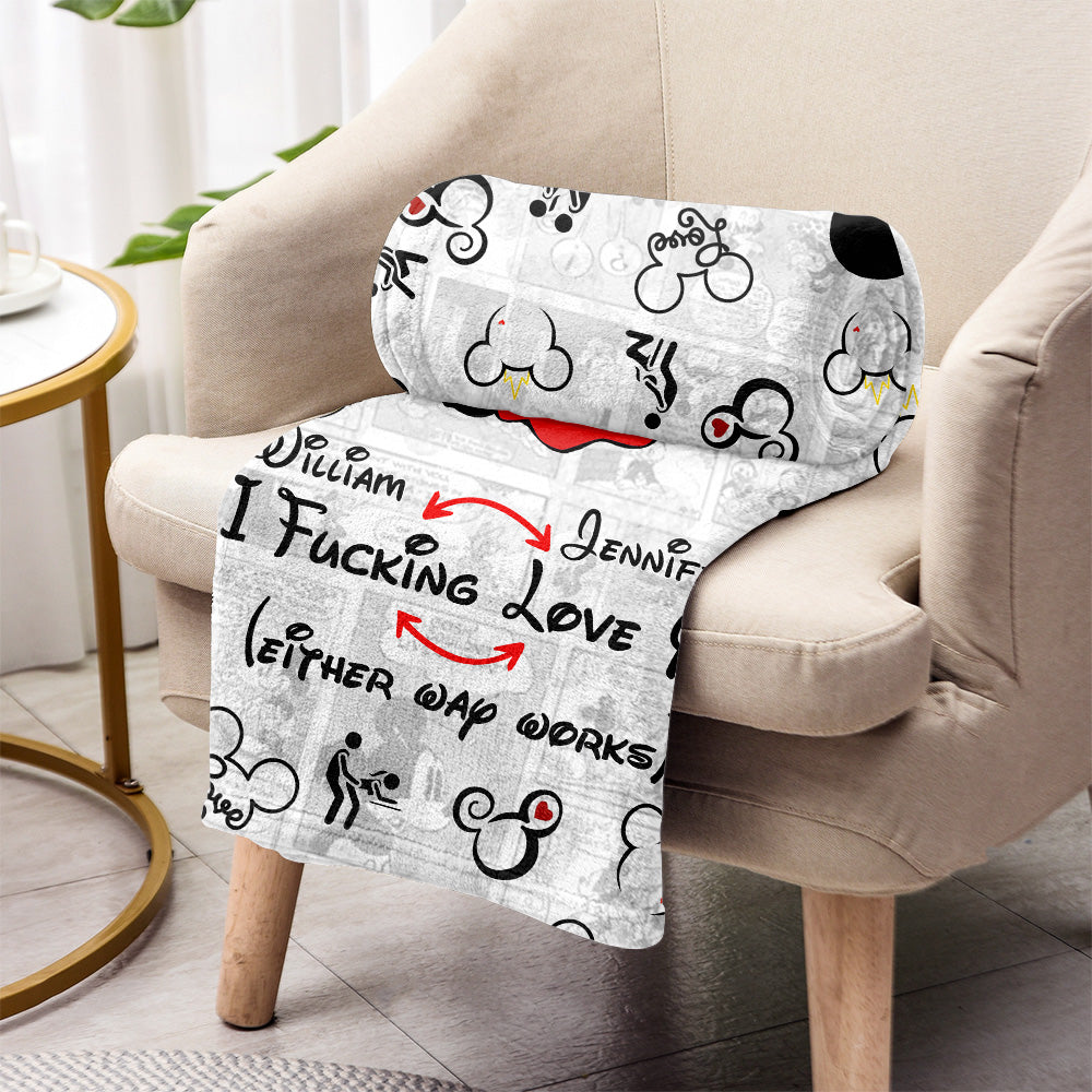 I Love You Mouse Couple - Personalized Mouse Blanket
