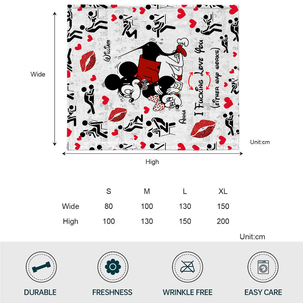 I Love You Funny Couple - Personalized Mouse Blanket