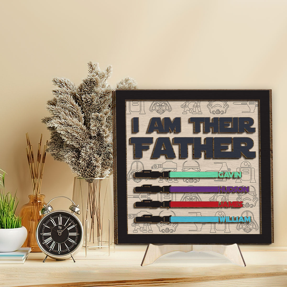 I Am Their Father Plaque for Fathers Day - Personalized Father 2 Layered Wood Sign / Wood Plaque