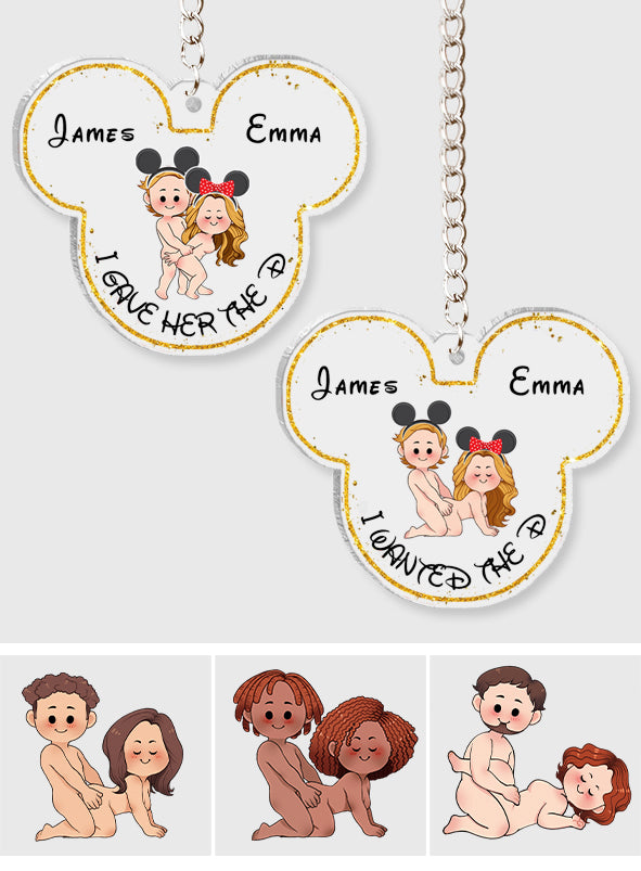 I Wanted The D I Gave Her The D Mouse Ears Couple - Personalized Mouse Transparent Keychain