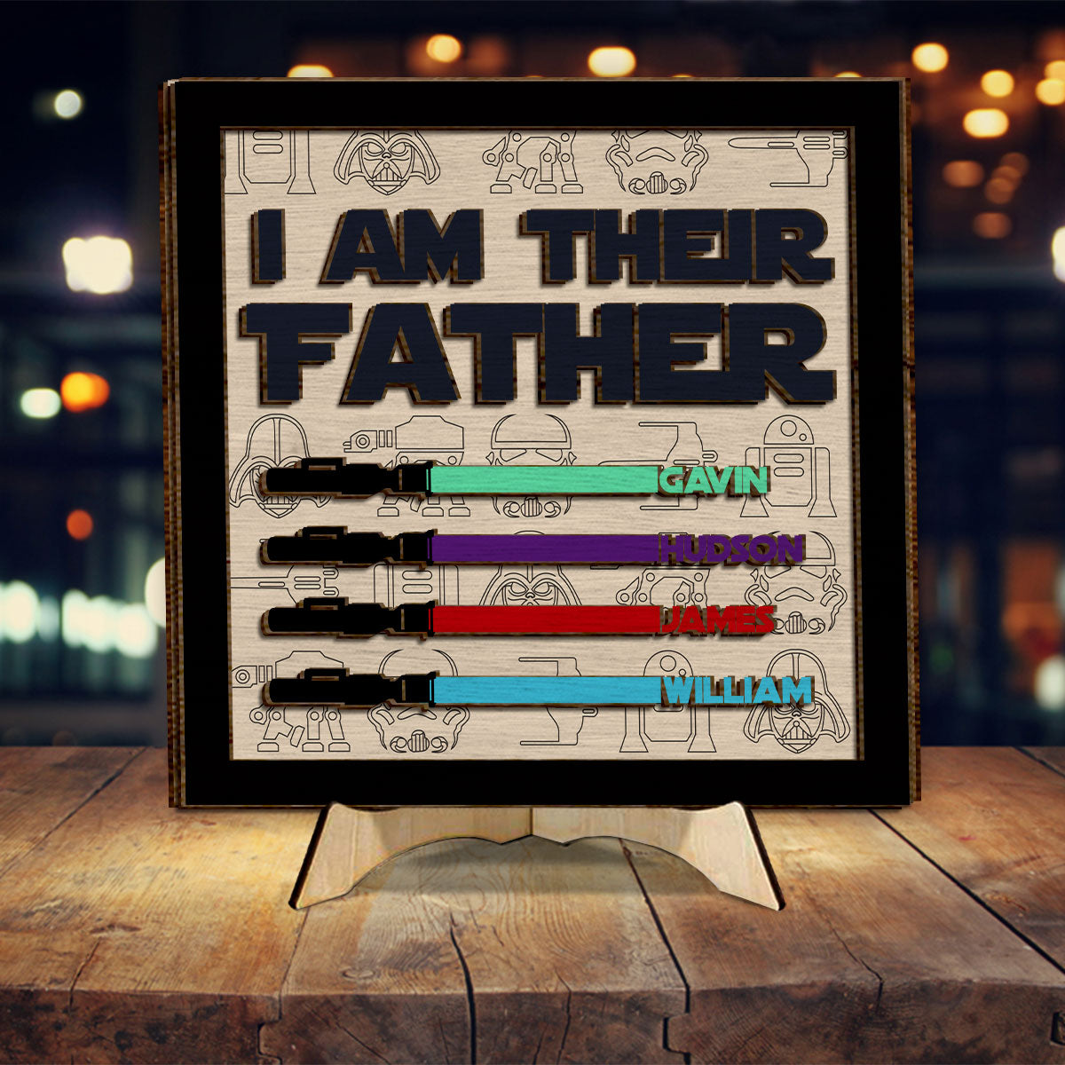 I Am Their Father Plaque for Fathers Day - Personalized Father 2 Layered Wood Sign / Wood Plaque