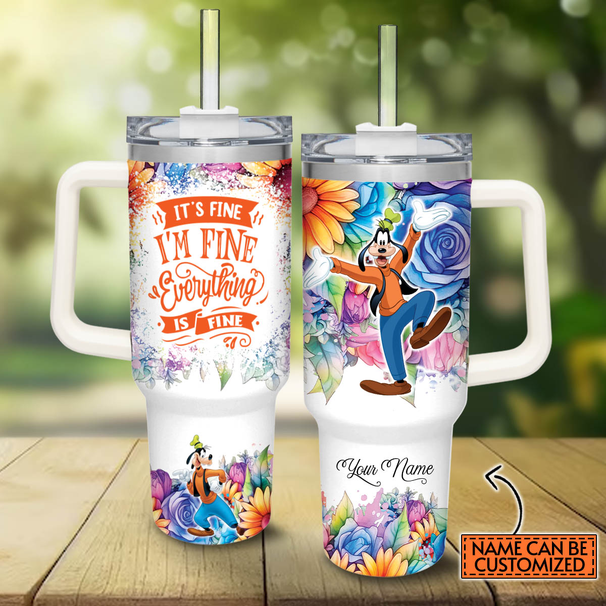 Everything Is Fine Personalized Mouse Tumbler With Handle 0224
