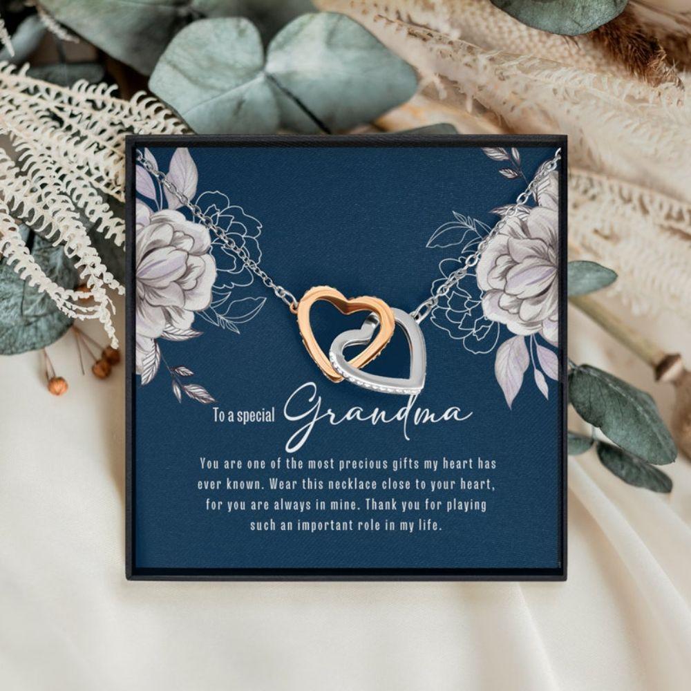 Gifts For Grandma From Grandchildren - Grandma Two Hearts Necklace 0921