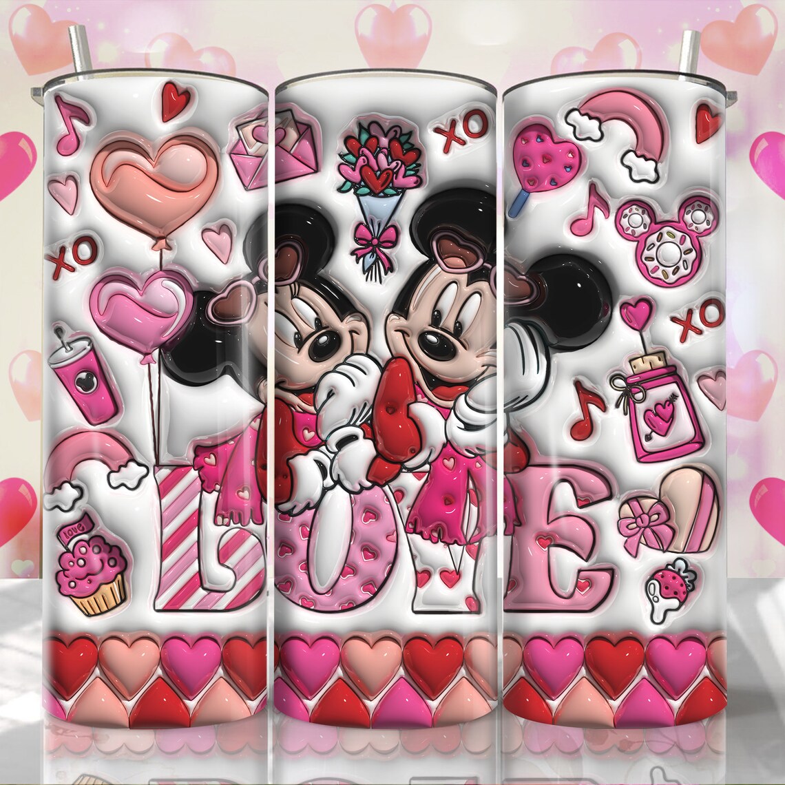 Mouse Couple Mouse Skinny Tumbler 0124