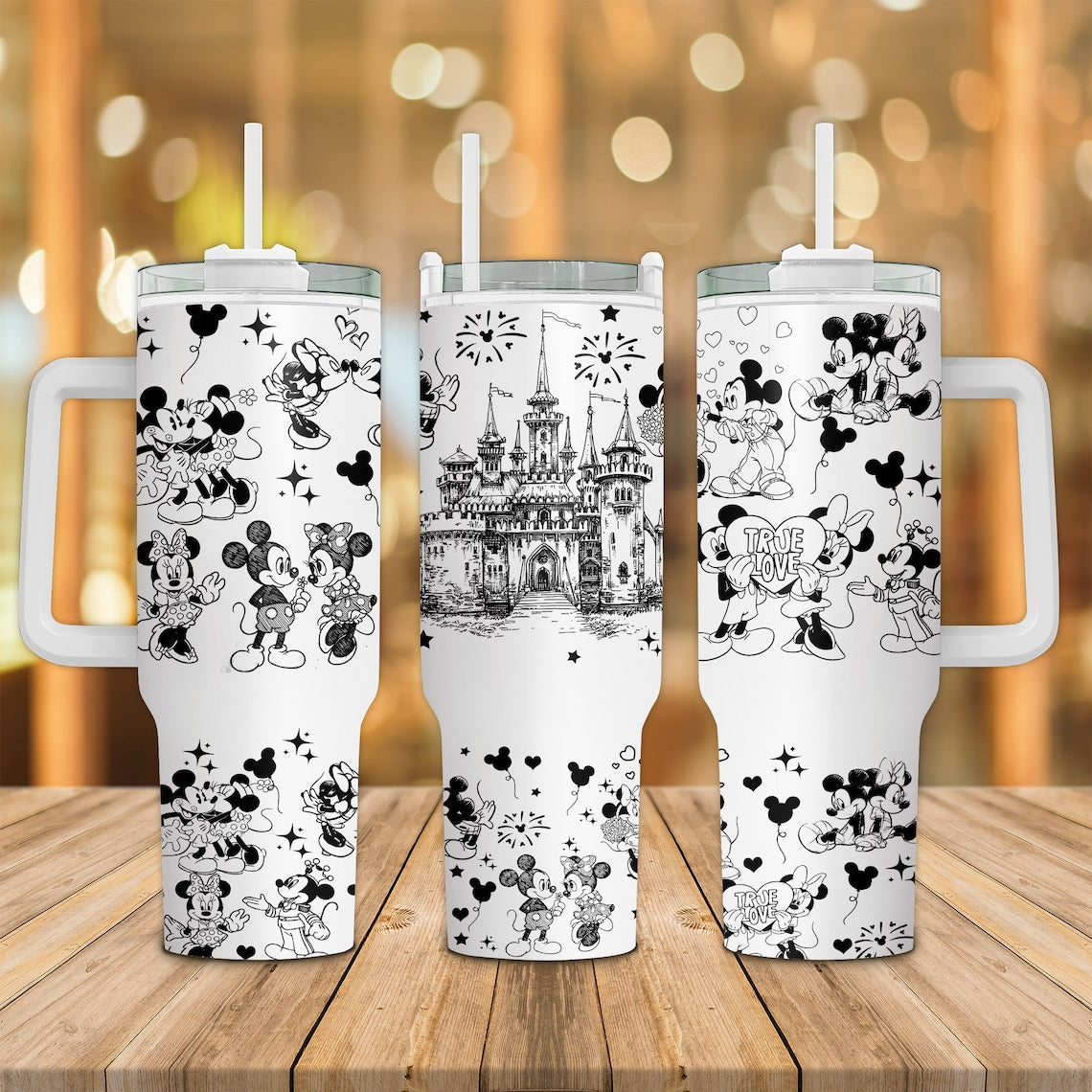 Mouse Couple Mouse Tumbler With Handle 0124