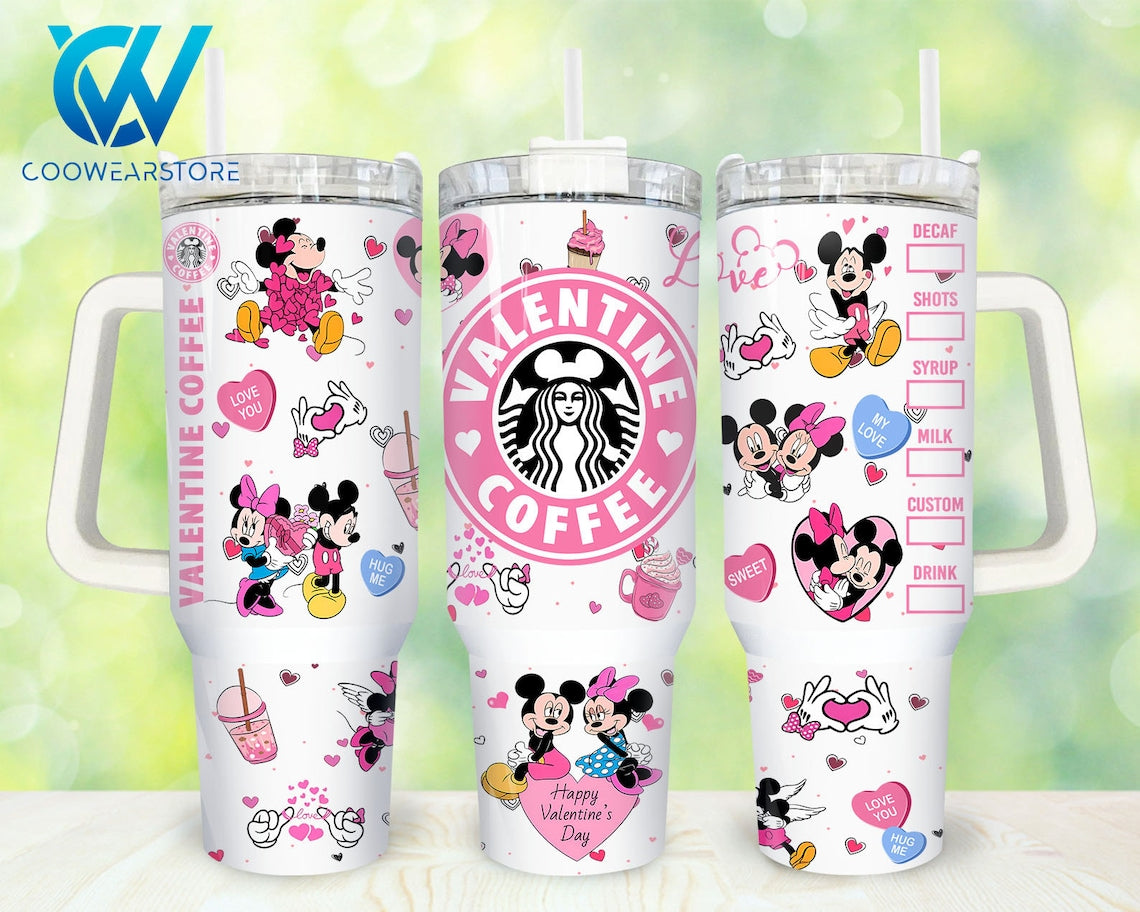 Mouse Couple Mouse Tumbler With Handle 0124