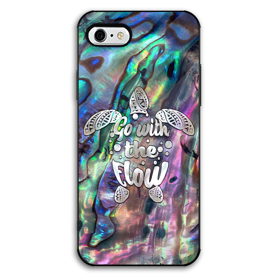 Go With The Flow - Turtle Seashell Pattern Print Phone Case