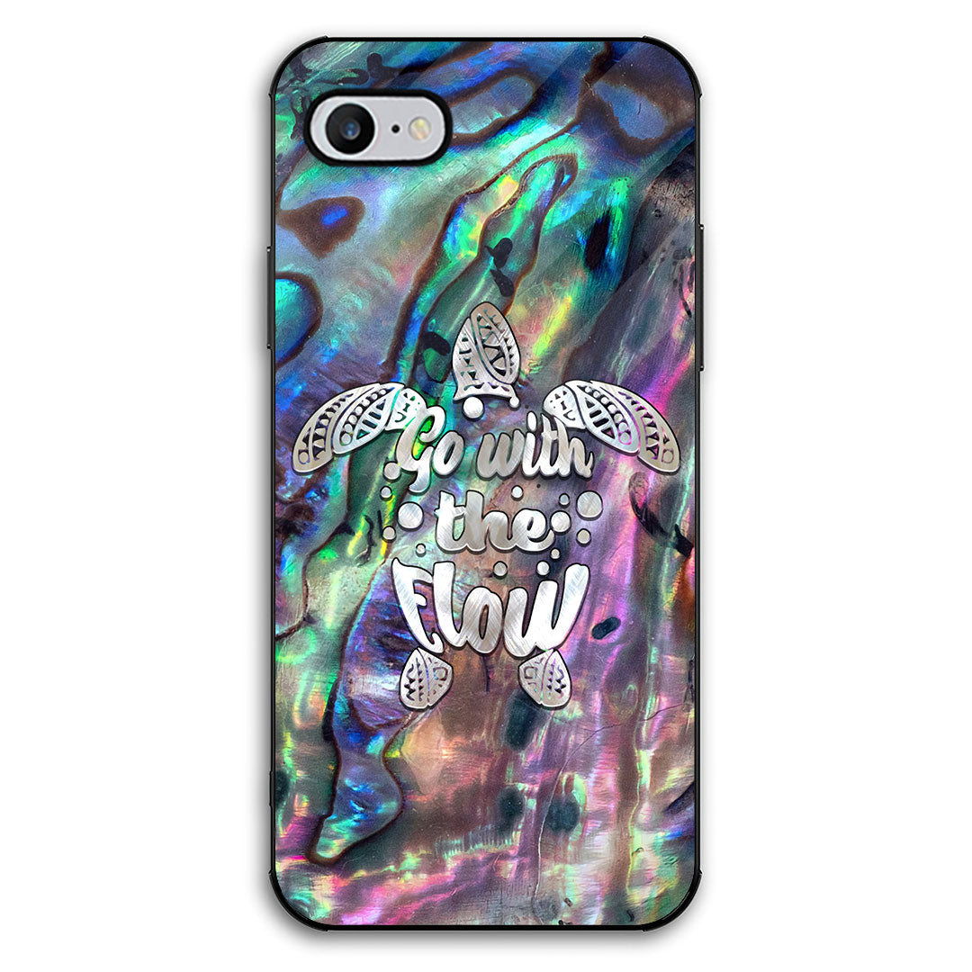 Go With The Flow - Turtle Seashell Pattern Print Phone Case