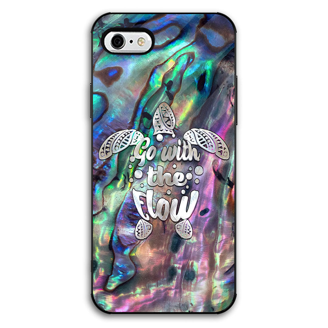 Go With The Flow - Turtle Seashell Pattern Print Phone Case