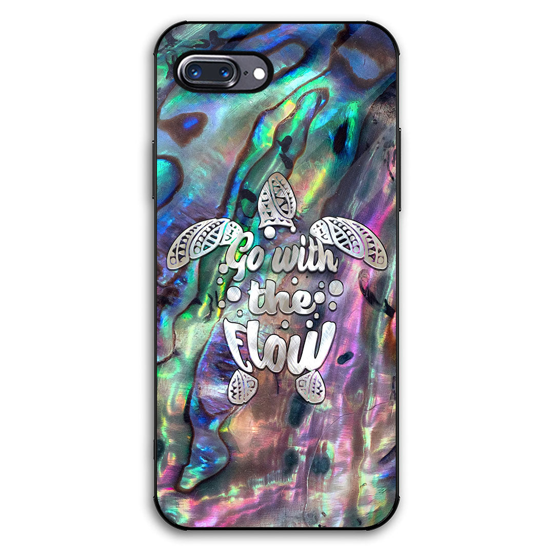 Go With The Flow - Turtle Seashell Pattern Print Phone Case