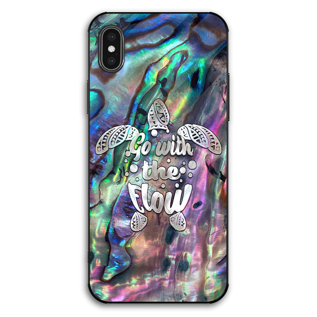 Go With The Flow - Turtle Seashell Pattern Print Phone Case