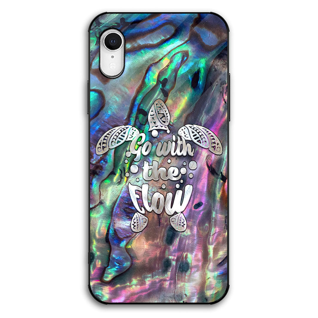 Go With The Flow - Turtle Seashell Pattern Print Phone Case