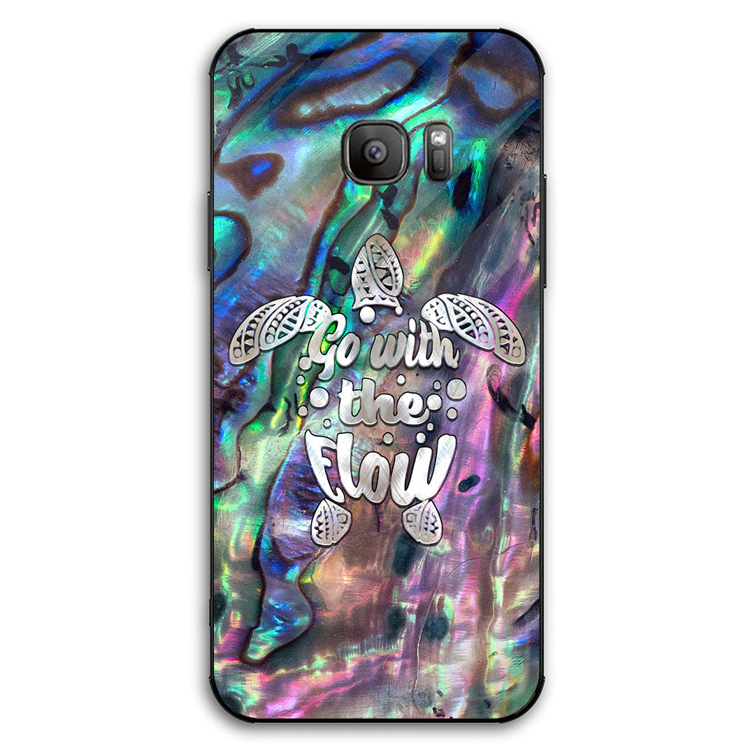 Go With The Flow - Turtle Seashell Pattern Print Phone Case