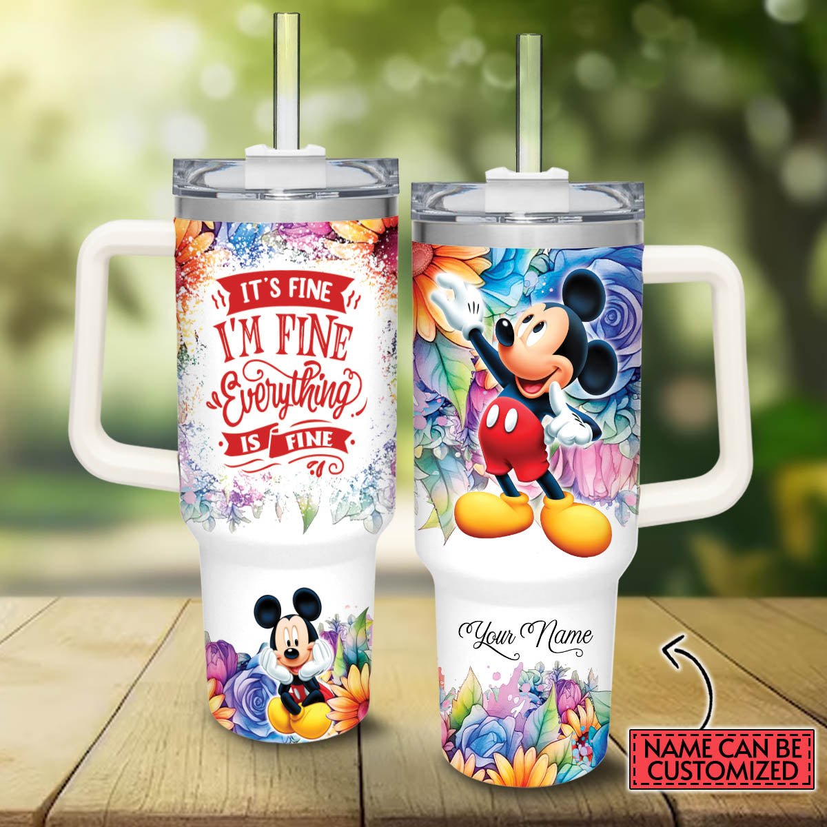 Everything Is Fine Personalized Mouse Tumbler With Handle 0224