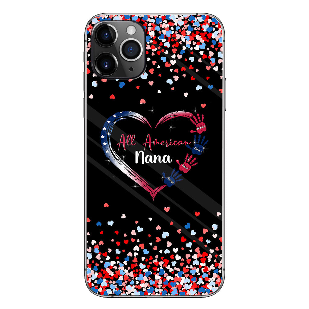Nana's Heart - Personalized Independence Day Grandma Phone Case