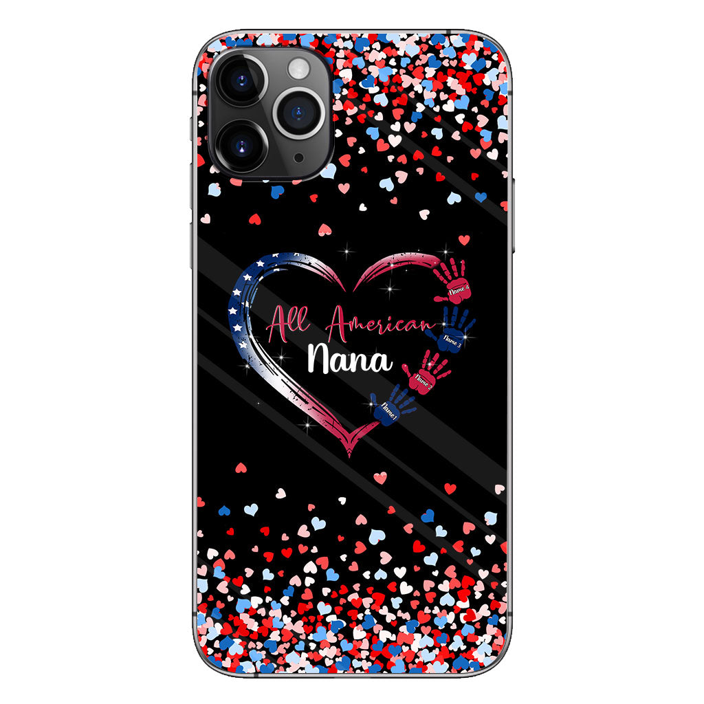 Nana's Heart - Personalized Independence Day Grandma Phone Case