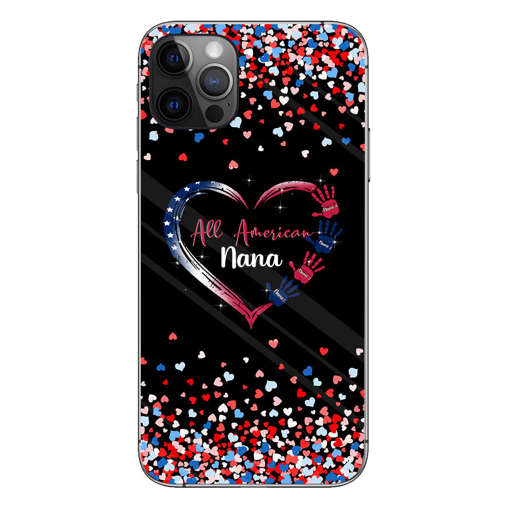 Nana's Heart - Personalized Independence Day Grandma Phone Case