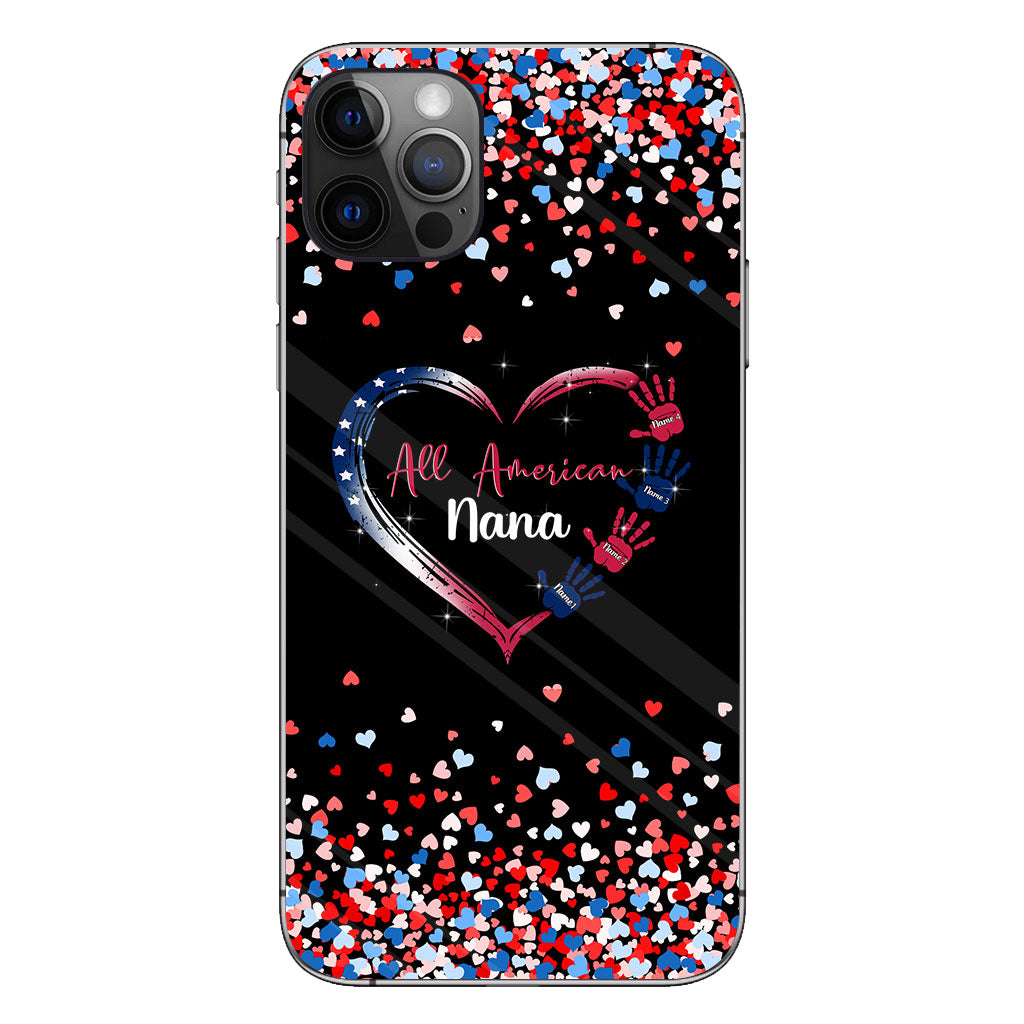 Nana's Heart - Personalized Independence Day Grandma Phone Case