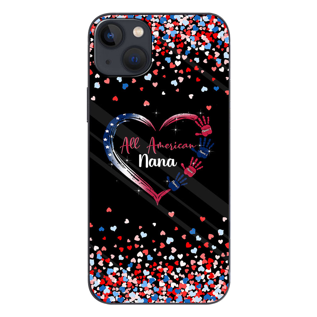 Nana's Heart - Personalized Independence Day Grandma Phone Case