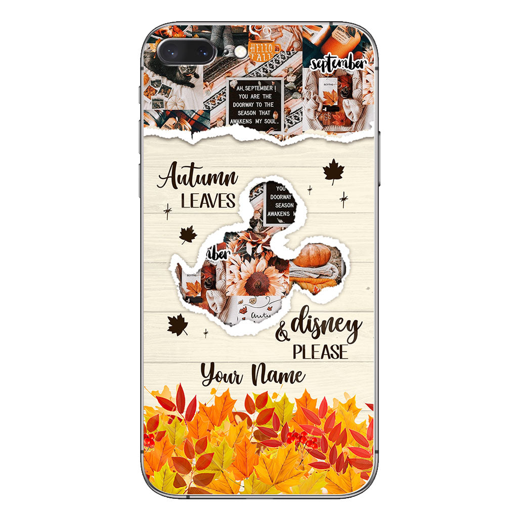 Autumn Leaves And Mouse Ears Please - Personalized Fall Mouse Phone Case