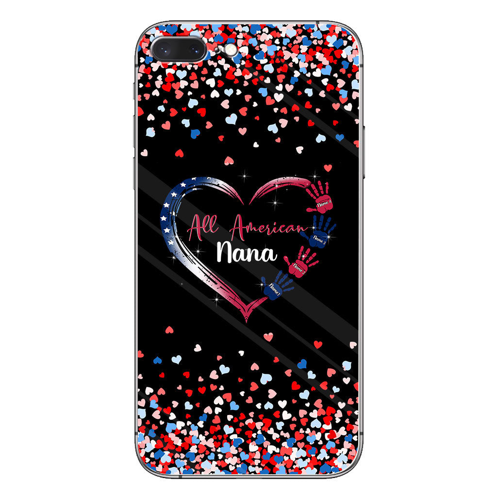 Nana's Heart - Personalized Independence Day Grandma Phone Case