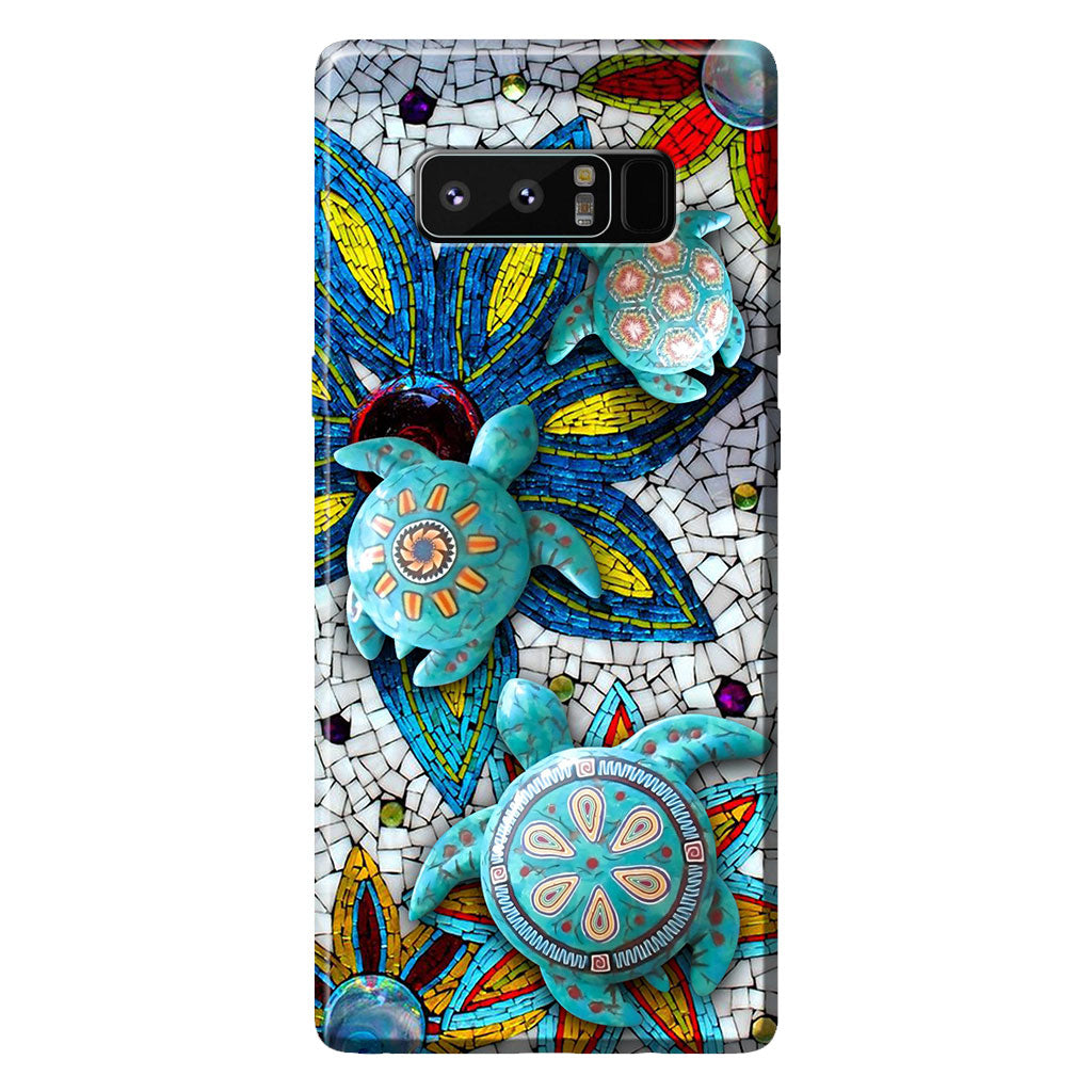 Turtles And Flowers Ceramic Pattern Print Phone Case
