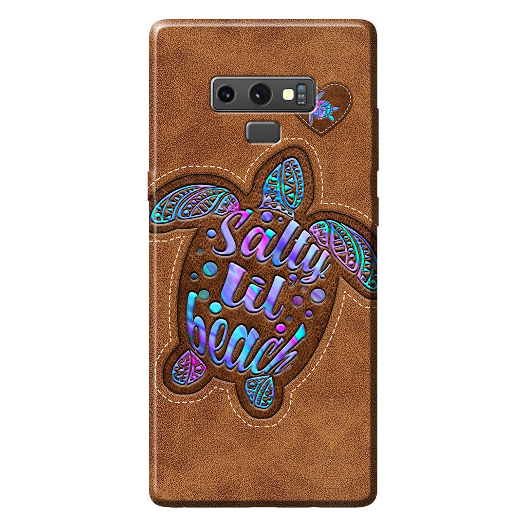 Salty Lil' Beach - Turtle Personalized Leather Pattern Print Phone Case