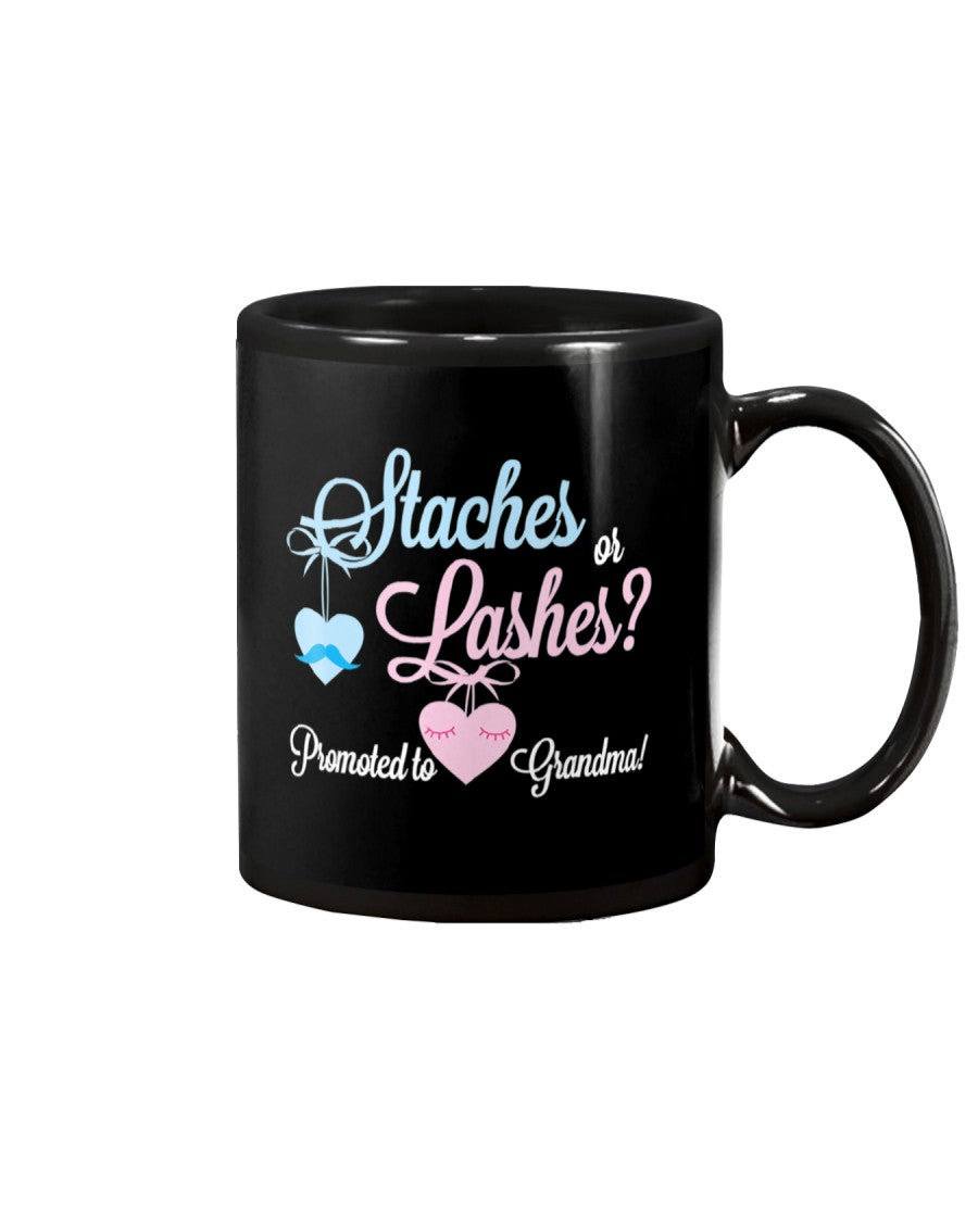 Gender Reveal Staches Or Lashes Promoted Grandma - Grandma Mug 0921